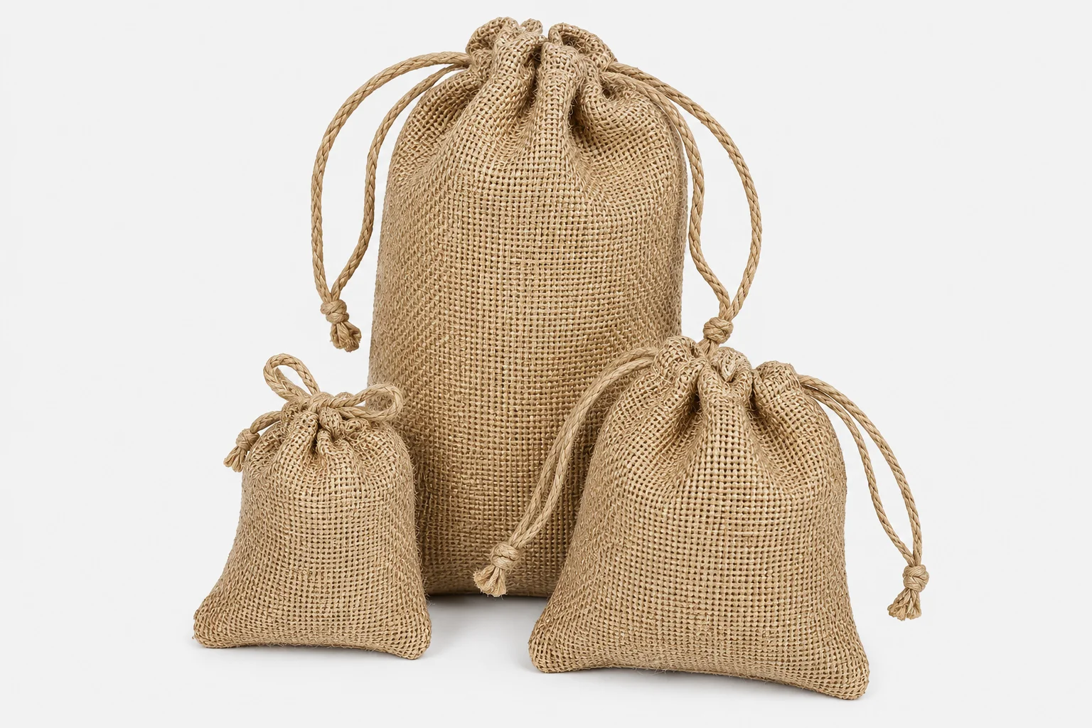Natural Burlap Drawstring Pouches